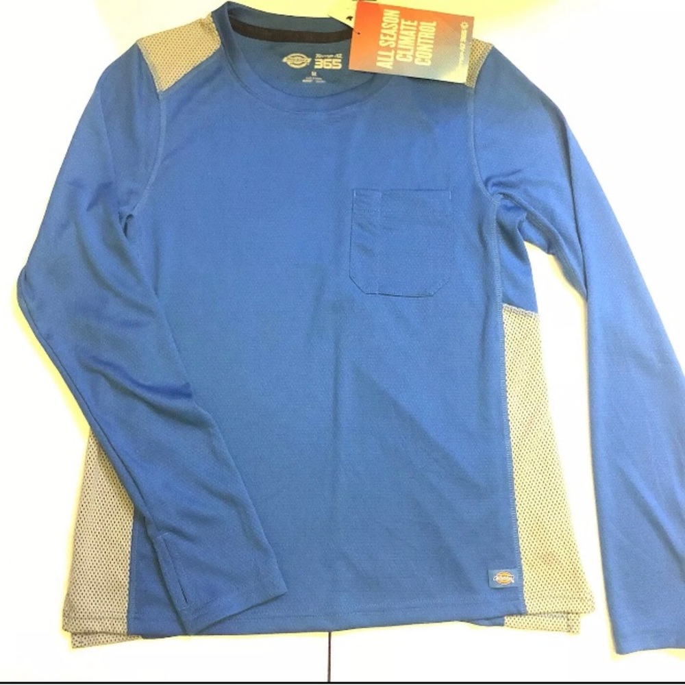 Dickies Temp-IQ 365 Vented Blue/Gray Long Sleeve Tee T-Shirt Medium